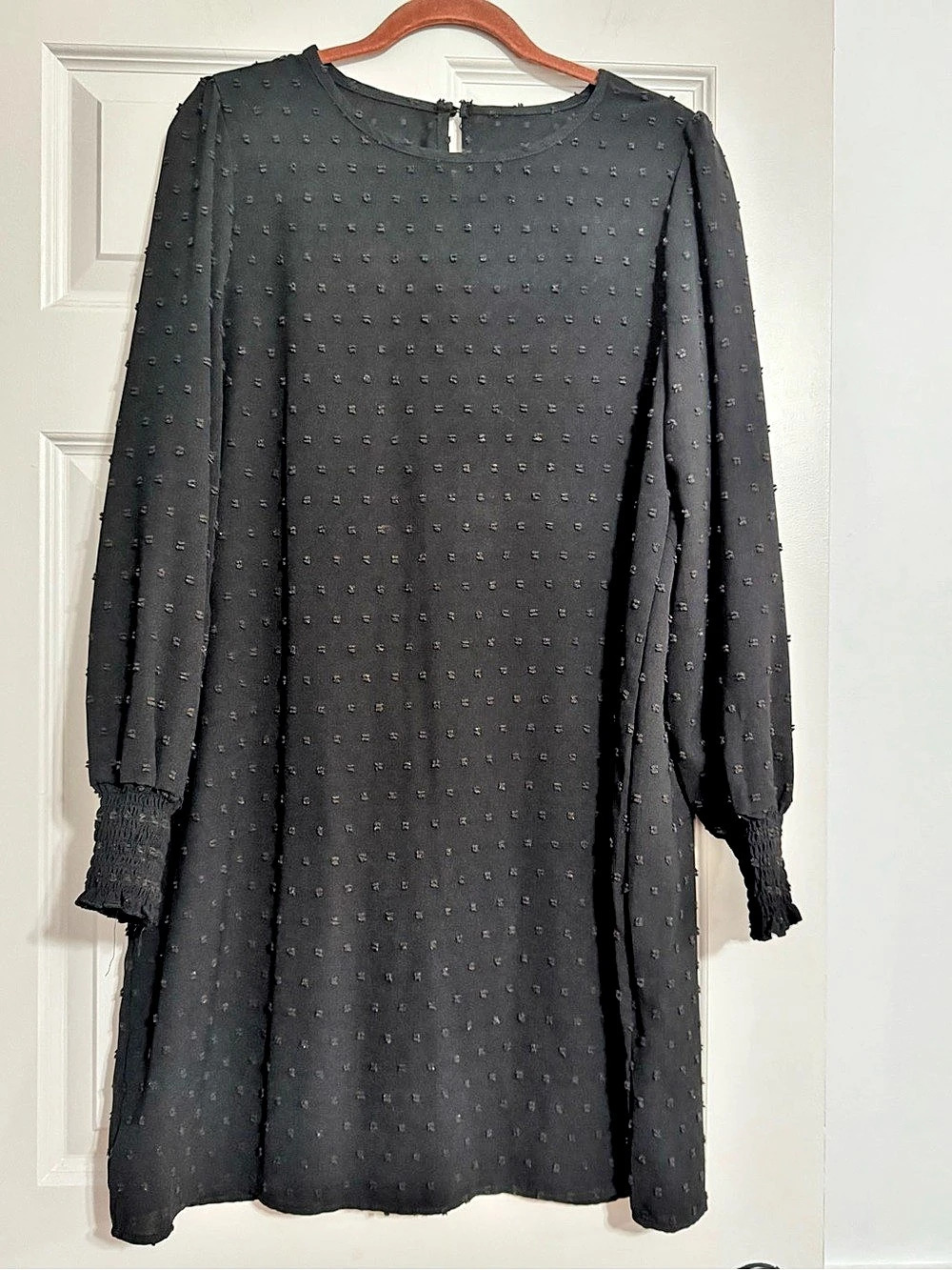 SHEIN Black Polka Dot Long Sleeve Mini Dress Size XL (12) Like New